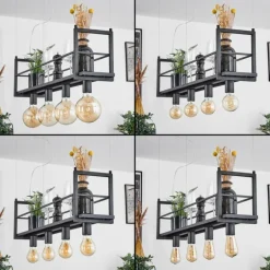 Suspension Tasan Noir, 4 lumières