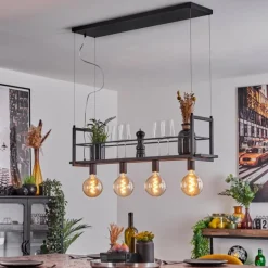 Suspension Tasan Noir, 4 lumières