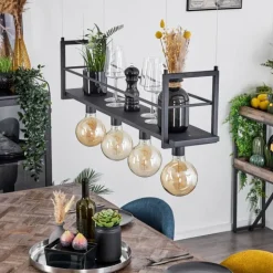 Suspension Tasan Noir, 4 lumières