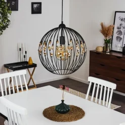 Suspension Tawasu Noir, 1 lumière