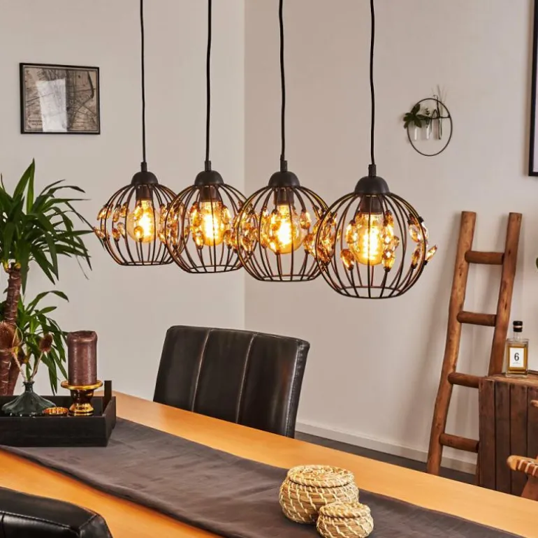 Suspension Tawasu Noir, 4 lumières