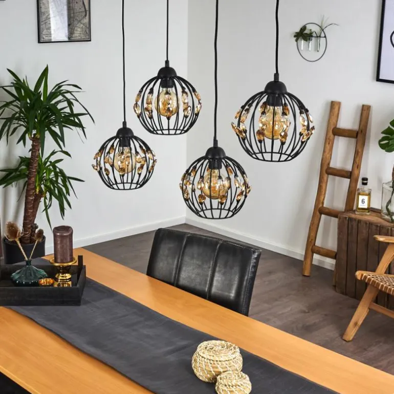 Suspension Tawasu Noir, 4 lumières