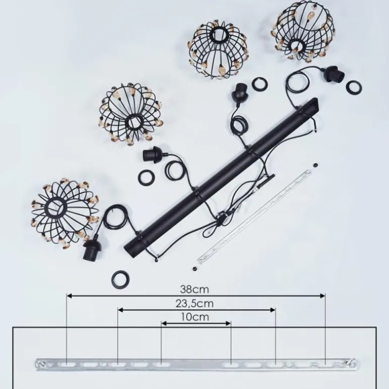 Suspension Tawasu Noir, 4 lumières