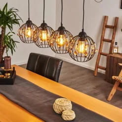 Suspension Tawasu Noir, 4 lumières