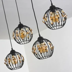 Suspension Tawasu Noir, 4 lumières