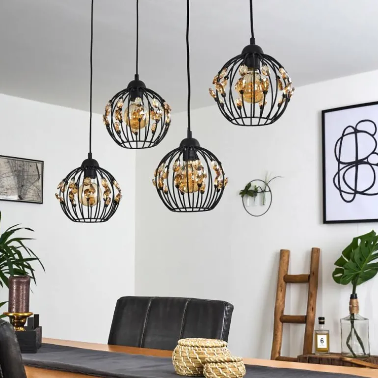 Suspension Tawasu Noir, 4 lumières