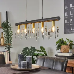 Suspension Tenche Or, Noir, 5 lumières