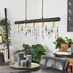 Suspension Tenche Or, Noir, 5 lumières