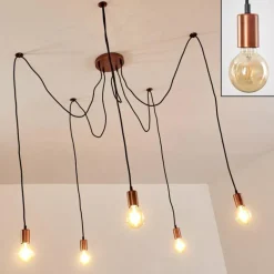 Suspension Tenna Cuivre, Noir, 5 lumières