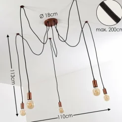 Suspension Tenna Cuivre, Noir, 5 lumières