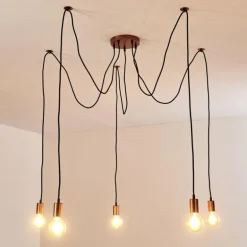 Suspension Tenna Cuivre, Noir, 5 lumières