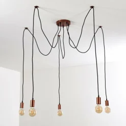 Suspension Tenna Cuivre, Noir, 5 lumières