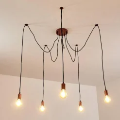 Suspension Tenna Cuivre, Noir, 5 lumières