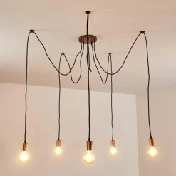 Suspension Tenna Cuivre, Noir, 5 lumières
