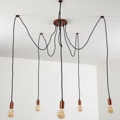 Suspension Tenna Cuivre, Noir, 5 lumières