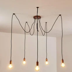 Suspension Tenna Cuivre, Noir, 5 lumières