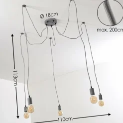 Suspension Tenna Gris, 5 lumières