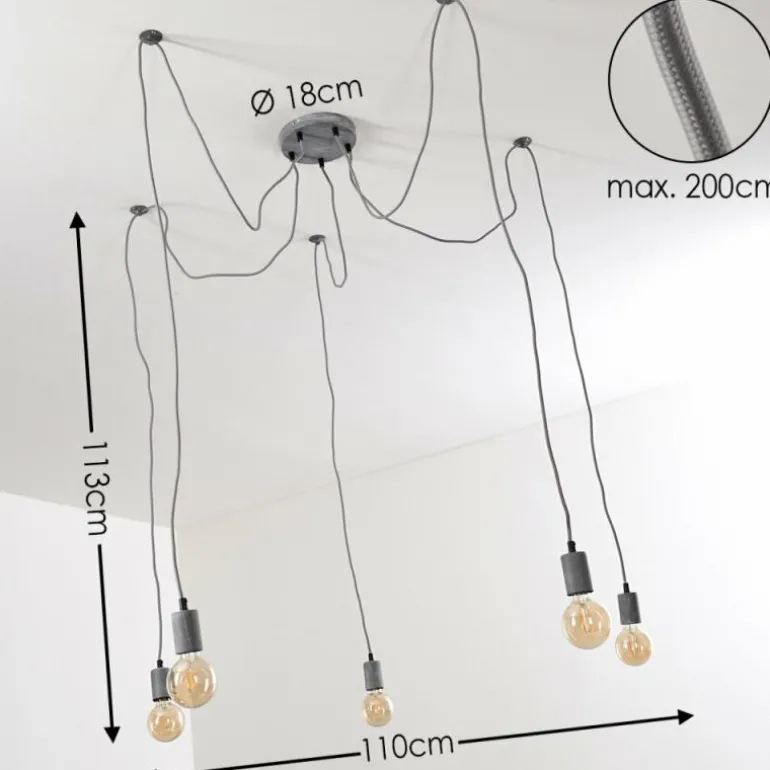 Suspension Tenna Gris, 5 lumières
