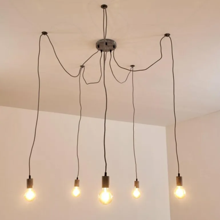 Suspension Tenna Gris, 5 lumières