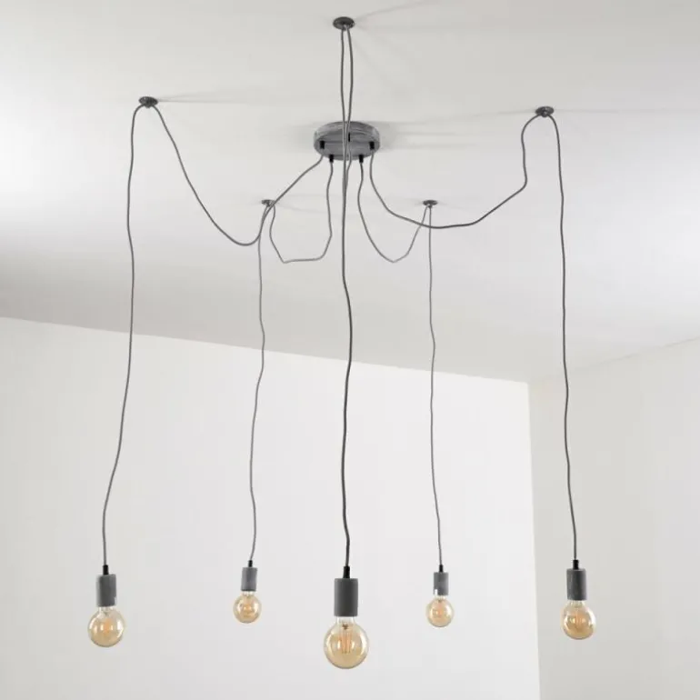 Suspension Tenna Gris, 5 lumières