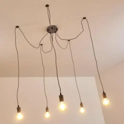 Suspension Tenna Gris, 5 lumières