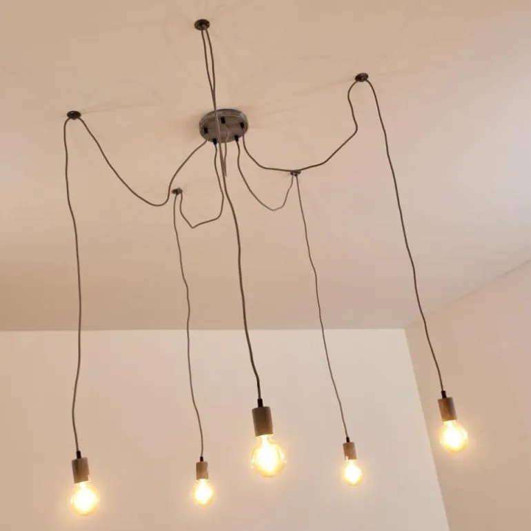 Suspension Tenna Gris, 5 lumières