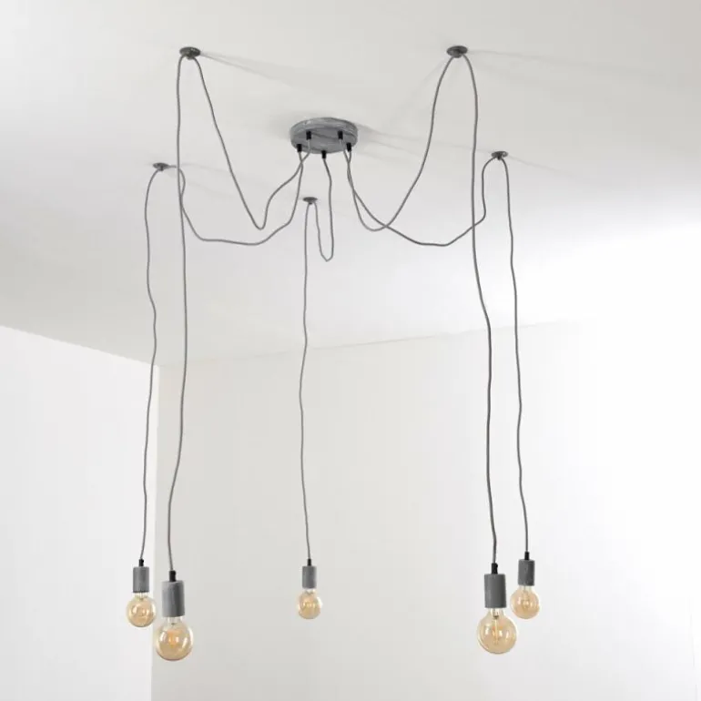 Suspension Tenna Gris, 5 lumières