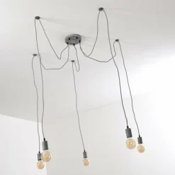 Suspension Tenna Gris, 5 lumières