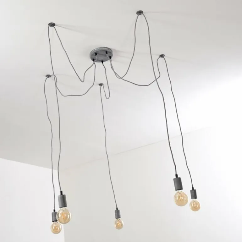 Suspension Tenna Gris, 5 lumières