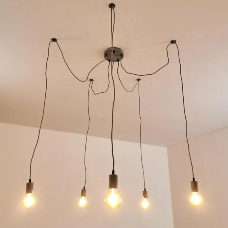 Suspension Tenna Gris, 5 lumières