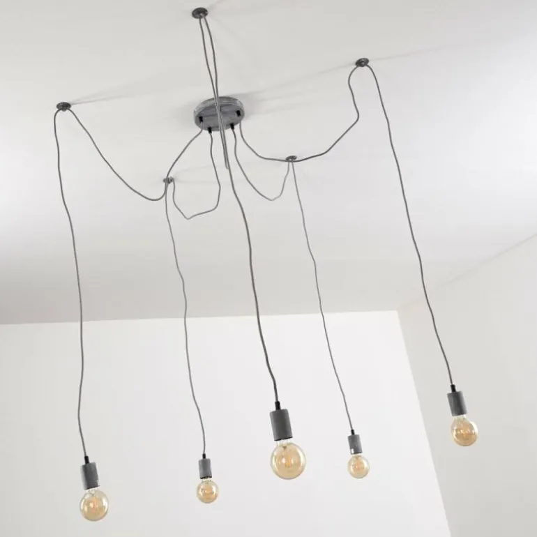 Suspension Tenna Gris, 5 lumières