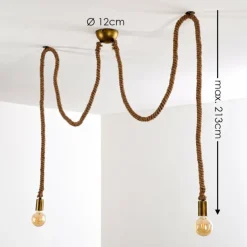 Suspension Tenna Kordel Brun, Noir doré, 2 lumières