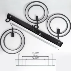 Suspension Tercel Brun foncé, Nickel mat, Noir, 3 lumières