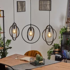 Suspension Tercel Brun foncé, Nickel mat, Noir, 3 lumières