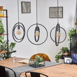 Suspension Tercel Brun foncé, Nickel mat, Noir, 3 lumières