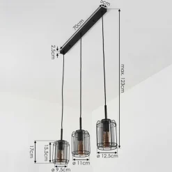 Suspension Thusis Noir, 3 lumières