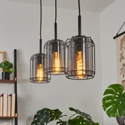 Suspension Thusis Noir, 3 lumières