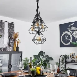 Suspension Tianjin Noir, 5 lumières