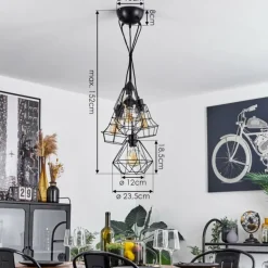 Suspension Tianjin Noir, 5 lumières