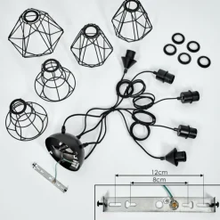 Suspension Tianjin Noir, 5 lumières