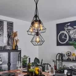 Suspension Tianjin Noir, 5 lumières