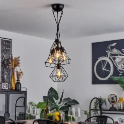 Suspension Tianjin Noir, 5 lumières