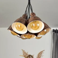 Suspension Timola Cuivre, Rouille, 7 lumières