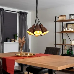 Suspension Timola Cuivre, Rouille, 7 lumières