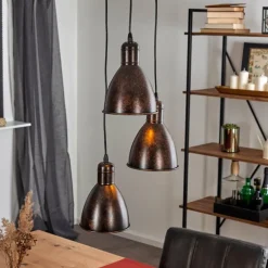 Suspension Timola Rouille, Noir, 3 lumières