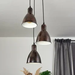 Suspension Timola Rouille, Noir, 3 lumières