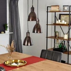 Suspension Timola Rouille, Noir, 3 lumières