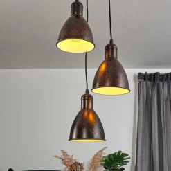 Suspension Timola Rouille, Noir, 3 lumières