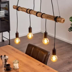 Suspension Tirana Brun, Noir, 4 lumières