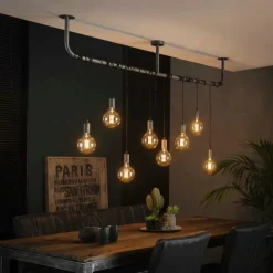 Suspension Tjergaast Argenté, 8 lumières